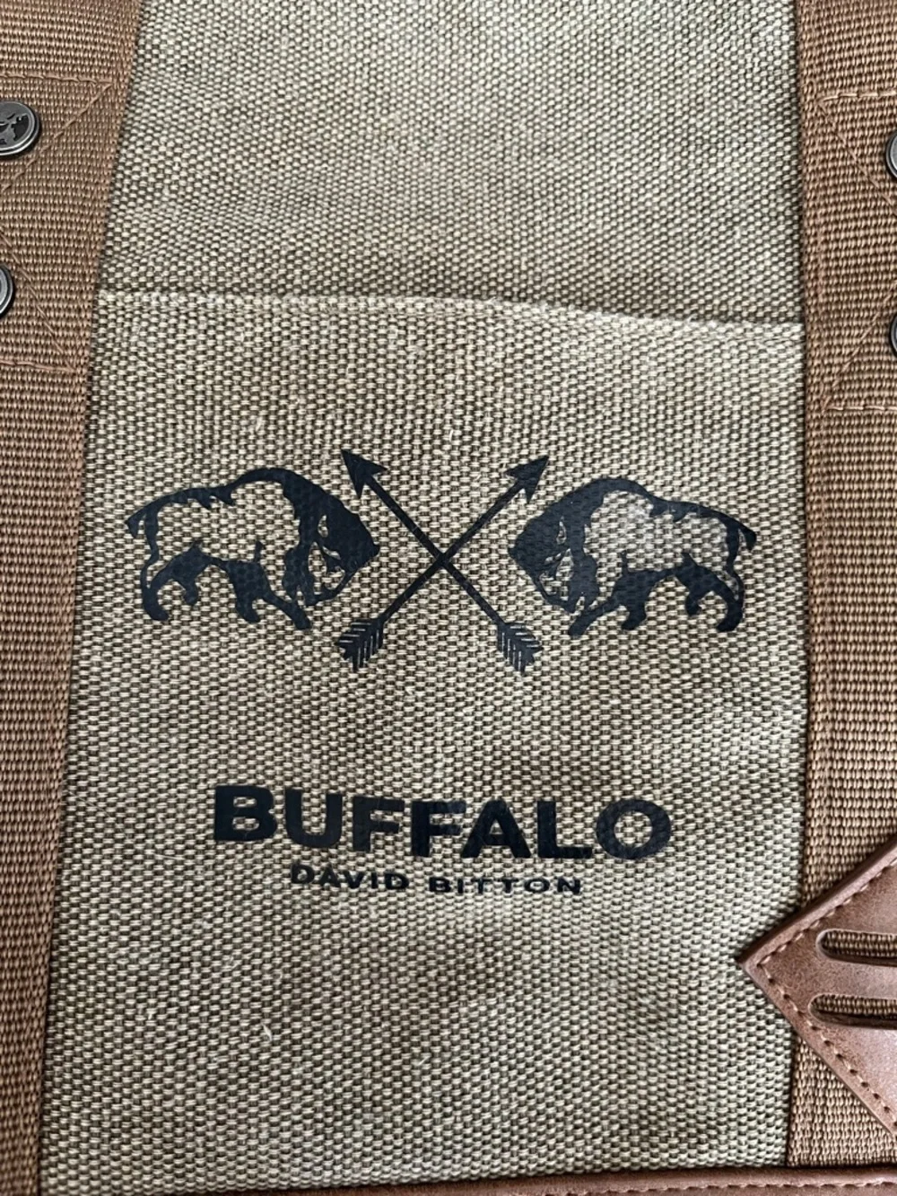 Buffalo David Bitton Olive Canvas Messenger Bag with Brown Trim